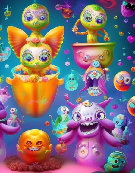 Cute Chibi Ghosts in Halloween Digital Art