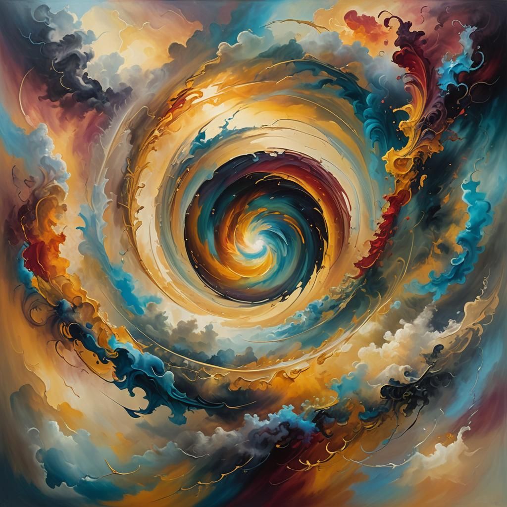 Dreamlike Swirling Vortex of Colors in Surreal Style
