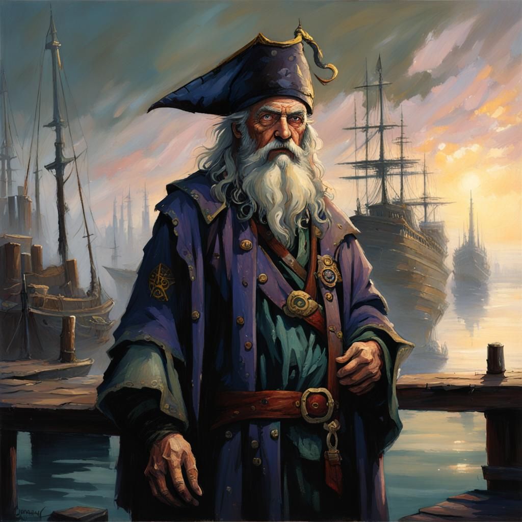 Wizard Pirate Character in Post-Apocalyptic Setting