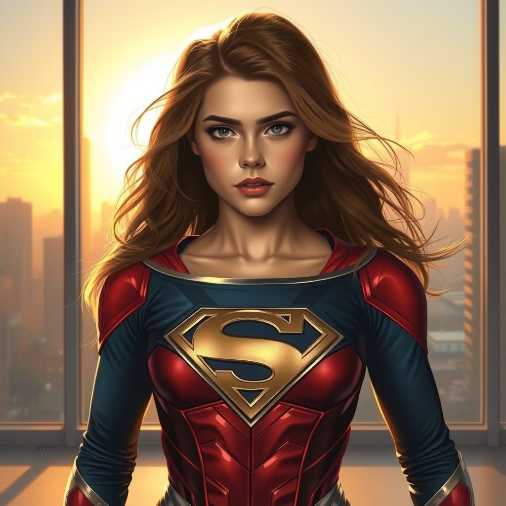 Confident Supergirl in Art Nouveau Style