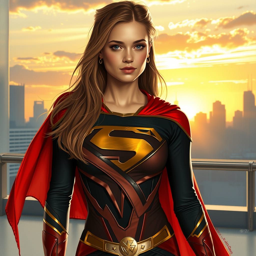 Confident Supergirl in Art Nouveau Style
