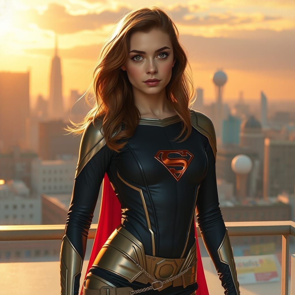 Confident Supergirl in Art Nouveau Style
