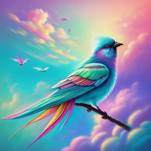 Mystical Heaven Bird in Pastel Digital Art