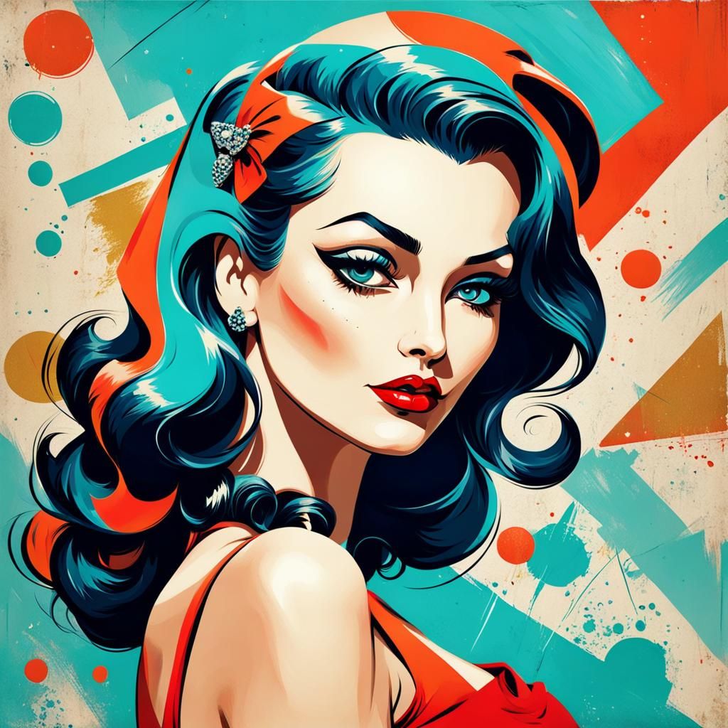 Abstract Pin-Up Girl with Complementary Colors