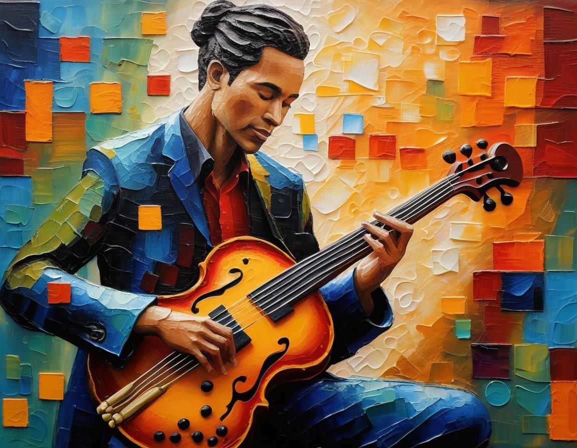 Urban Musician in Abstract Fusion Style