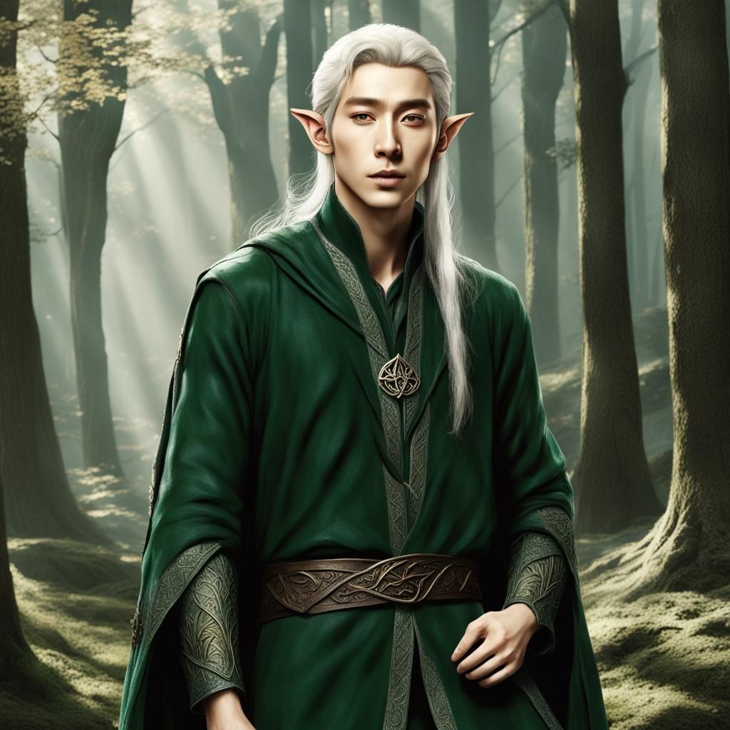 Kim Namjoon as Mirkwood Elf in Ethereal Fantasy Style