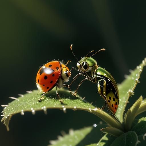 Green Lynx Spider and Ladybug Tango: Ethereal Fantasy