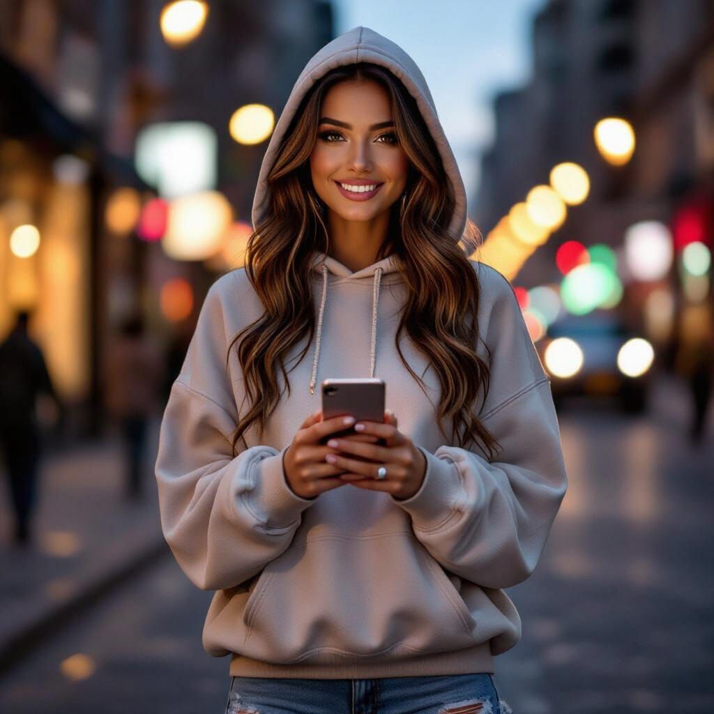 Female Influencer at Golden Hour in Streetwear Style