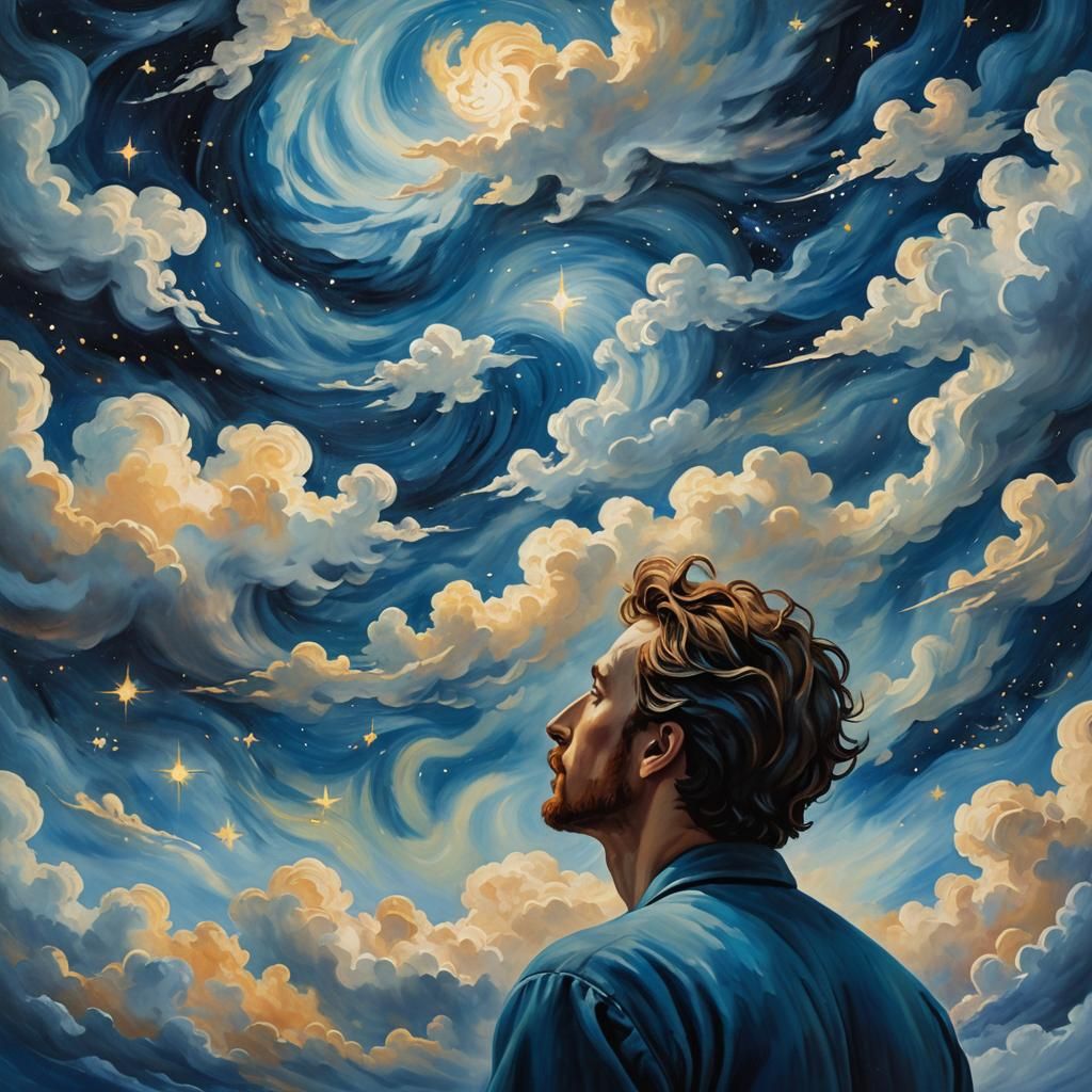 Dreamlike Zaffre Sky: A Surrealist Fantasy Landscape