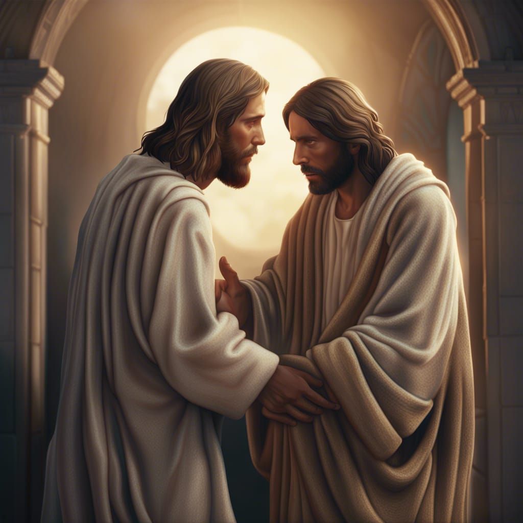 Comforting Scene in Hyperrealistic Surreal Style