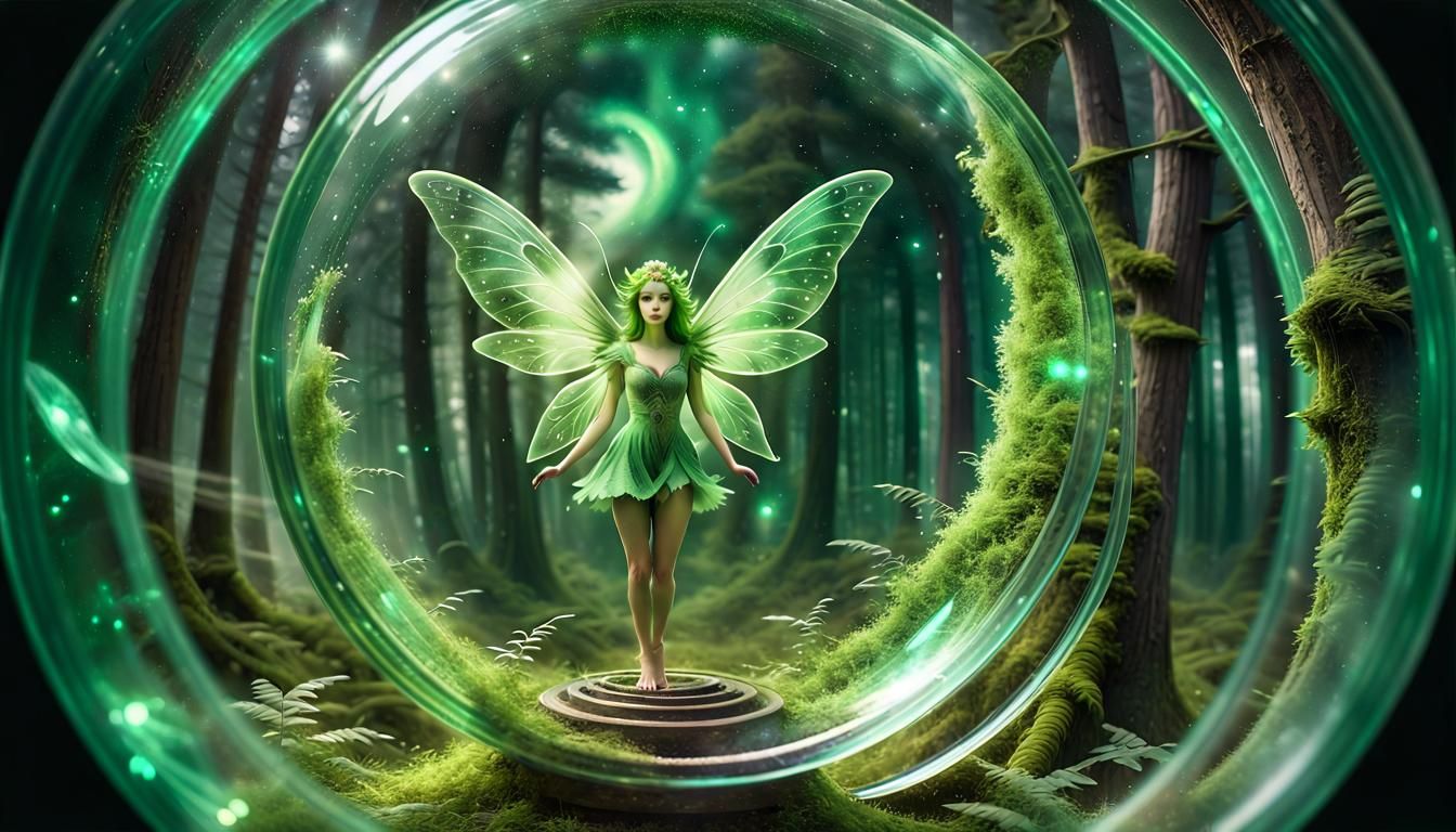 Green Fairy Flies Through Hourglass Portal