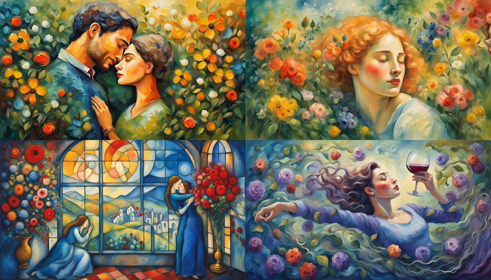 Chagall-esque Lyrical Dreamscape with Traditional Colors