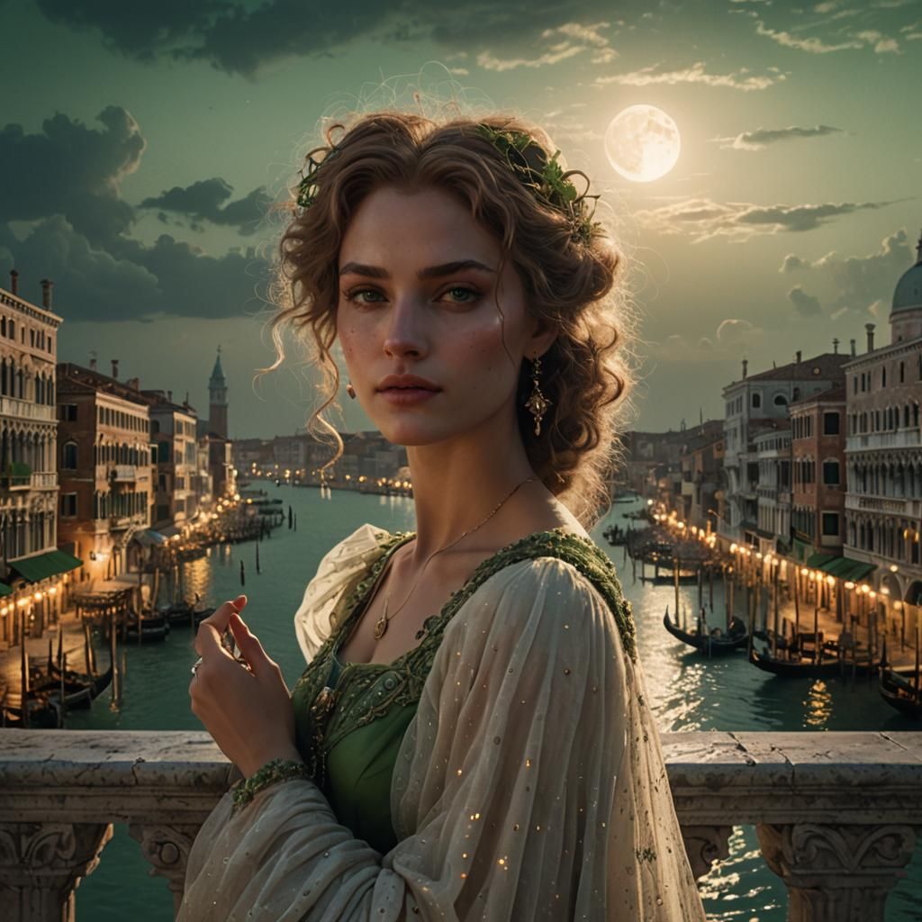 Venetian Woman on Balcony: Renaissance Fantasy Art