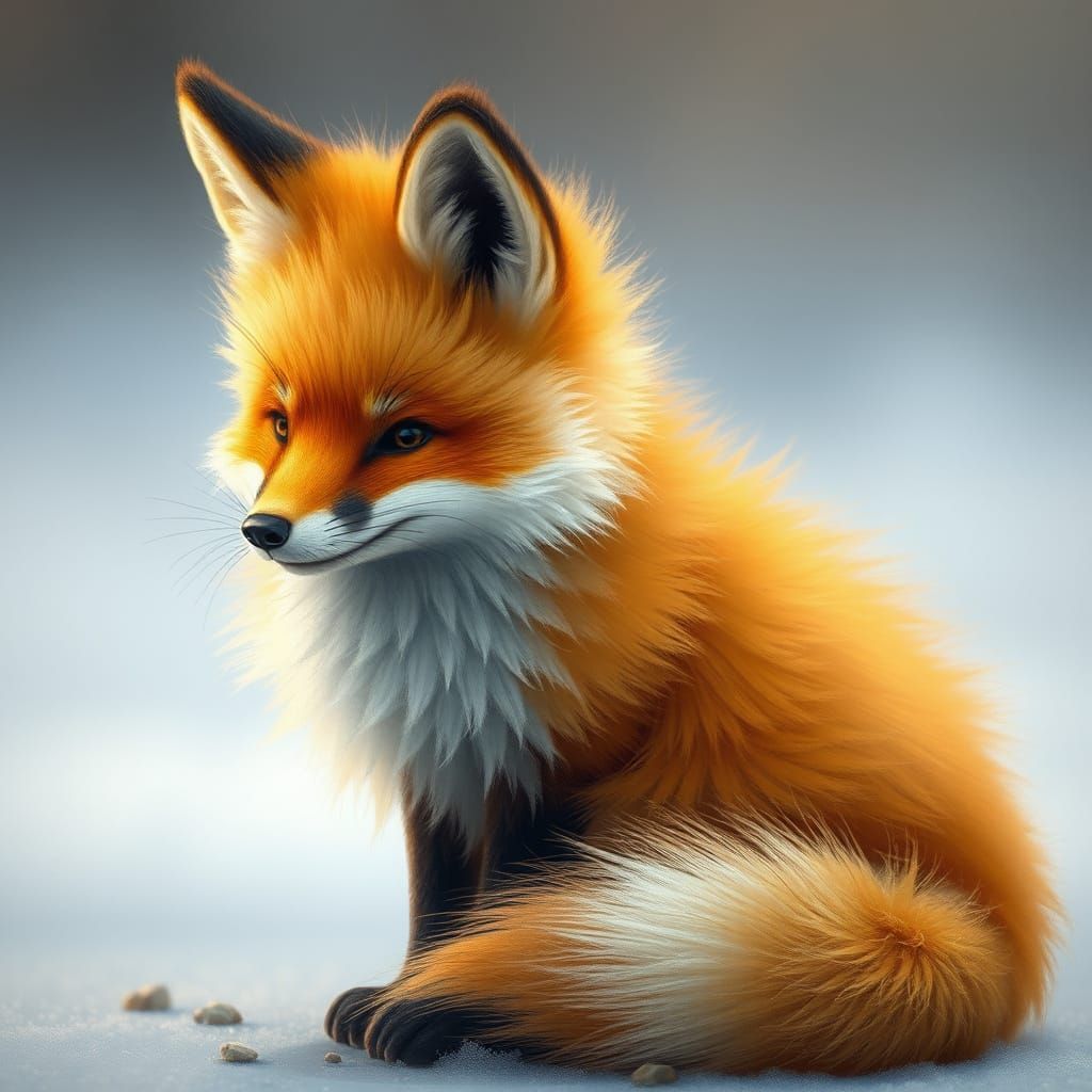 Serene Orange Fox with Fluffy Fur Digital Art