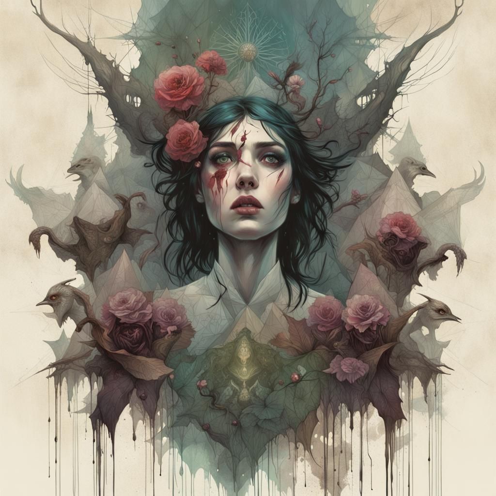 Grimdark Portrait in Graphite and Watercolor