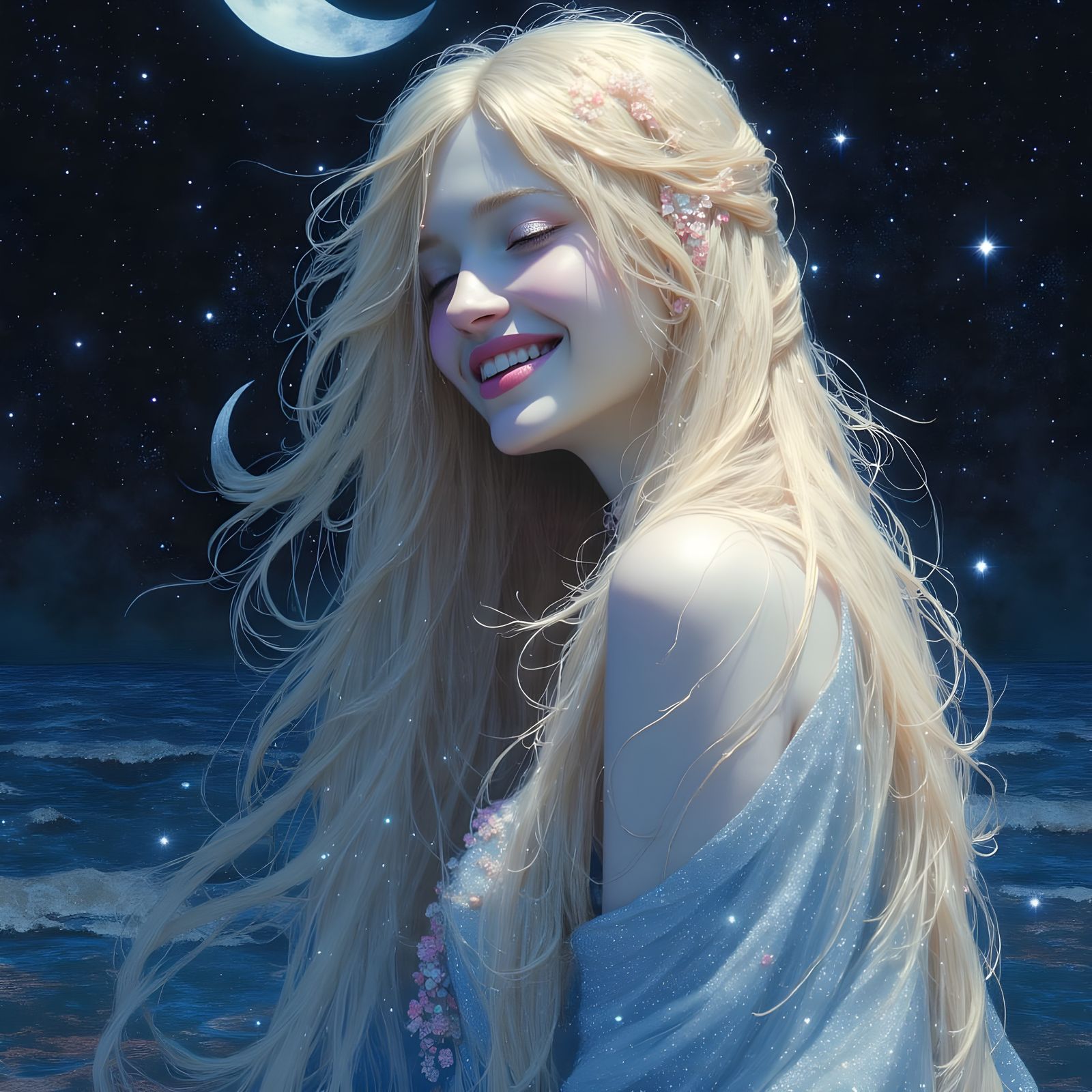 Norse Goddess in Ethereal Moonlight