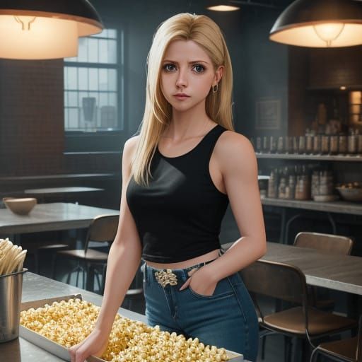 Buffy Summers in a Vibrant Cafe Scene