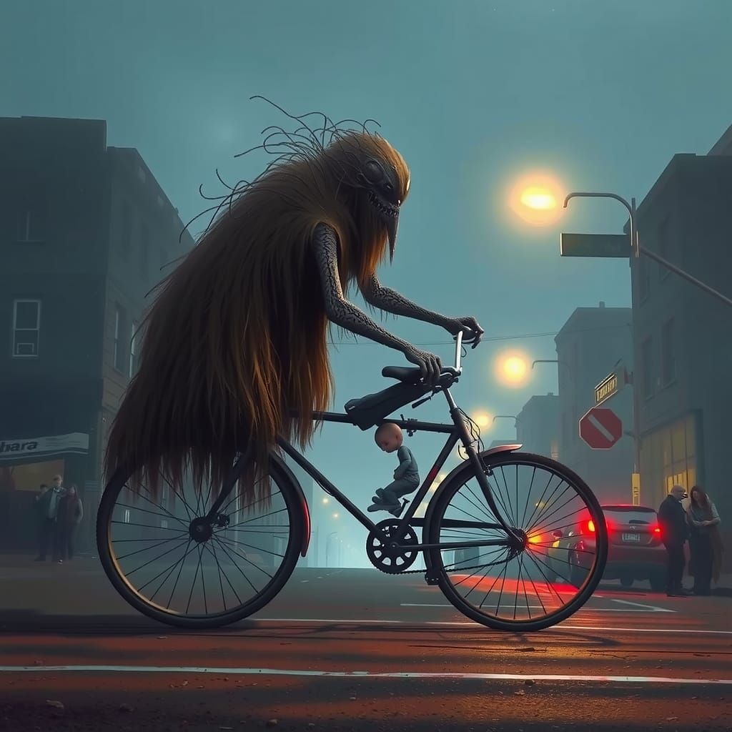 Self-propelled Flesh Bicycle in Gothic Art Style
