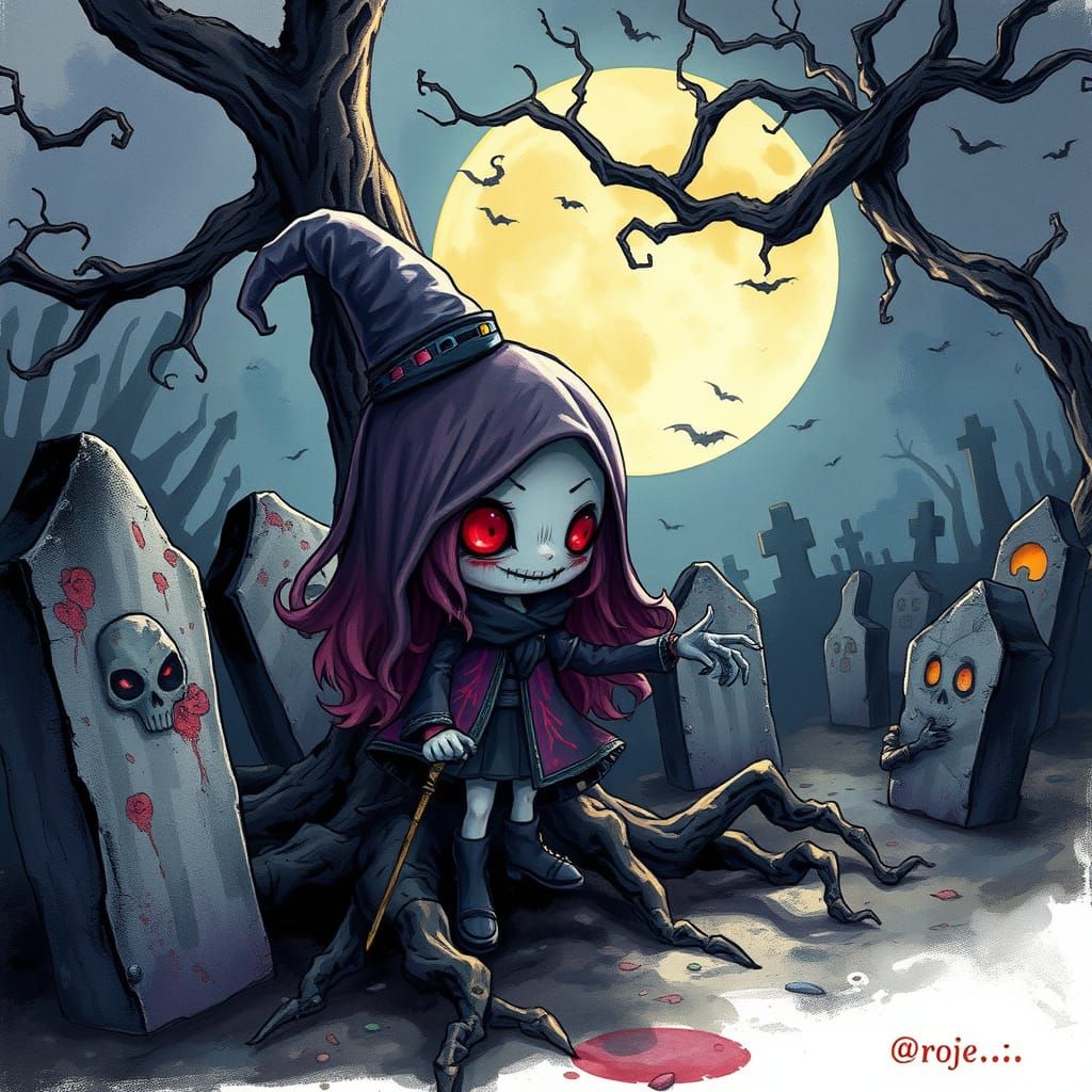 Cute chibi scary horror Gustave Doré Greg Rutkowski