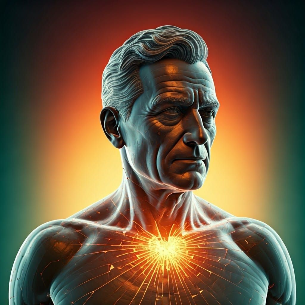 Glass Italian Man with Fractured Heart