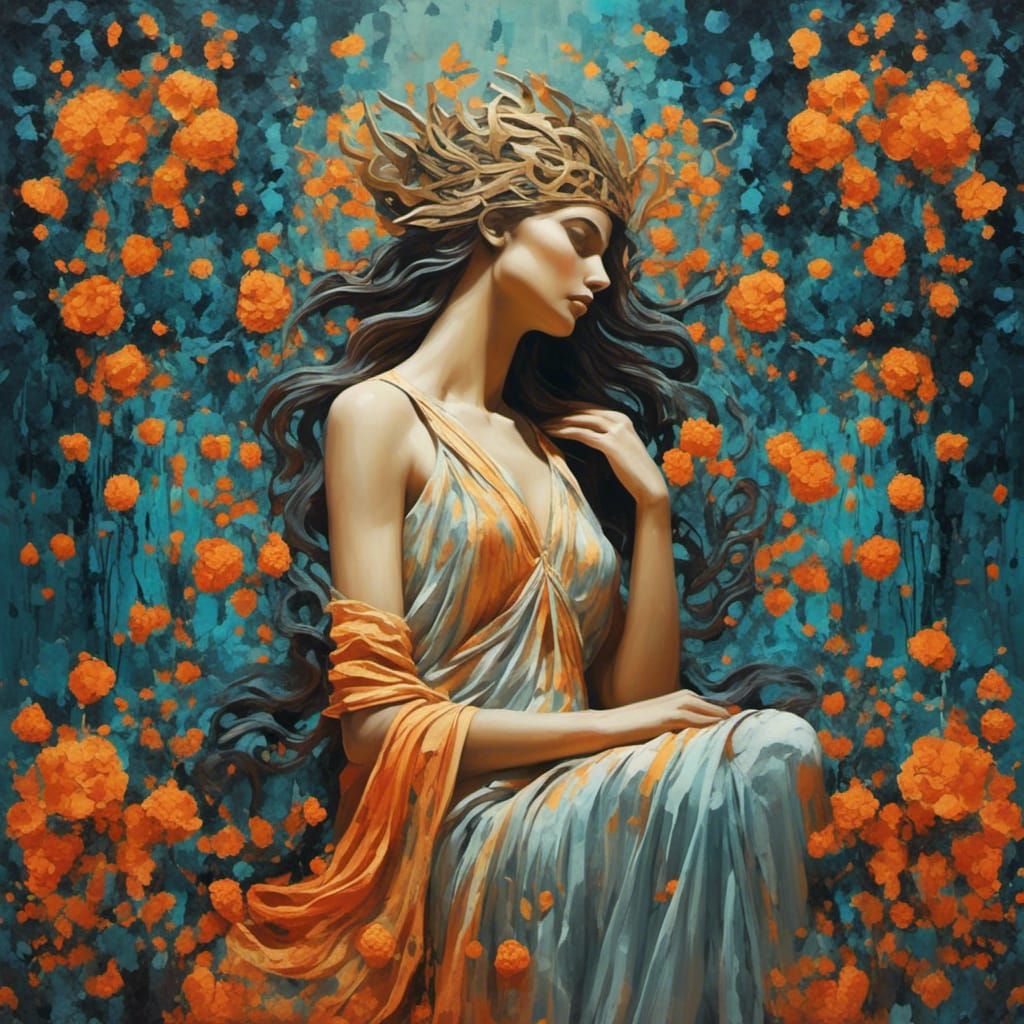 Goddess of Underworld and Spring in Abstract Art