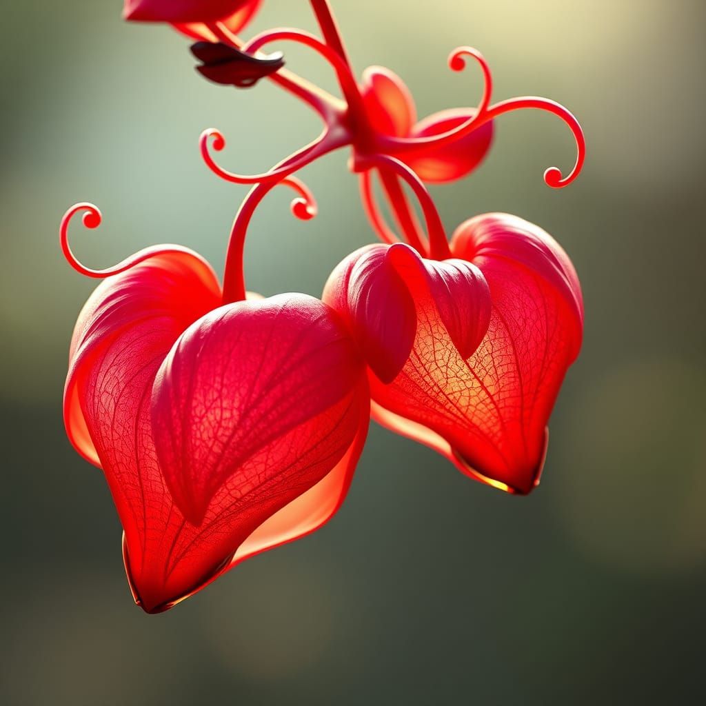 Ethereal Bleeding Heart Flower in Anime Style