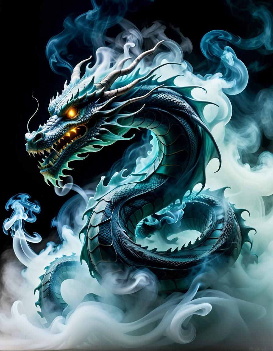 Ethereal Smoke Dragon: Fluid and Mysterious