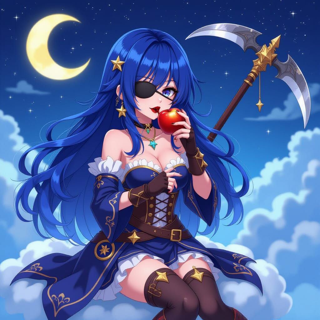 Anime Pirate Character Under Moonlight in 3D Style