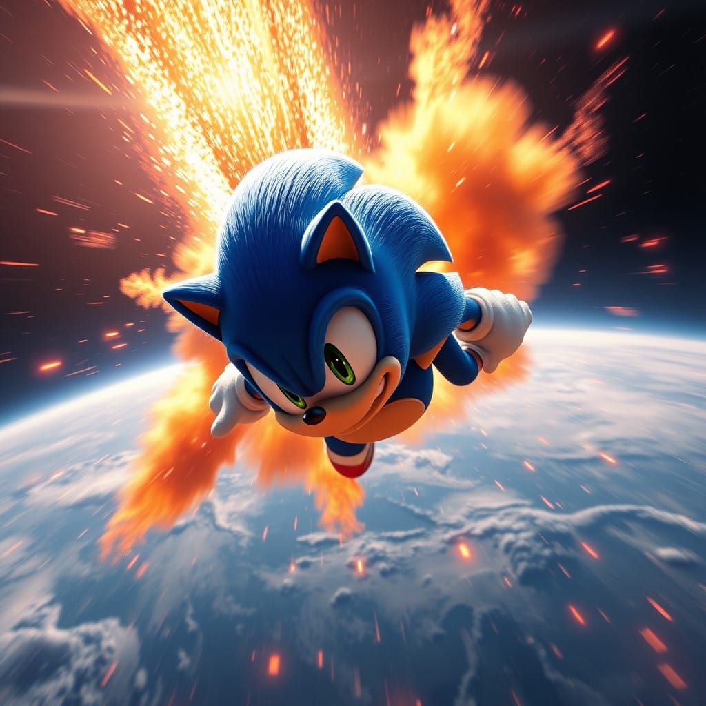 Sonic the Hedgehog Dives into Earth in Vibrant 8K Concept Ar...