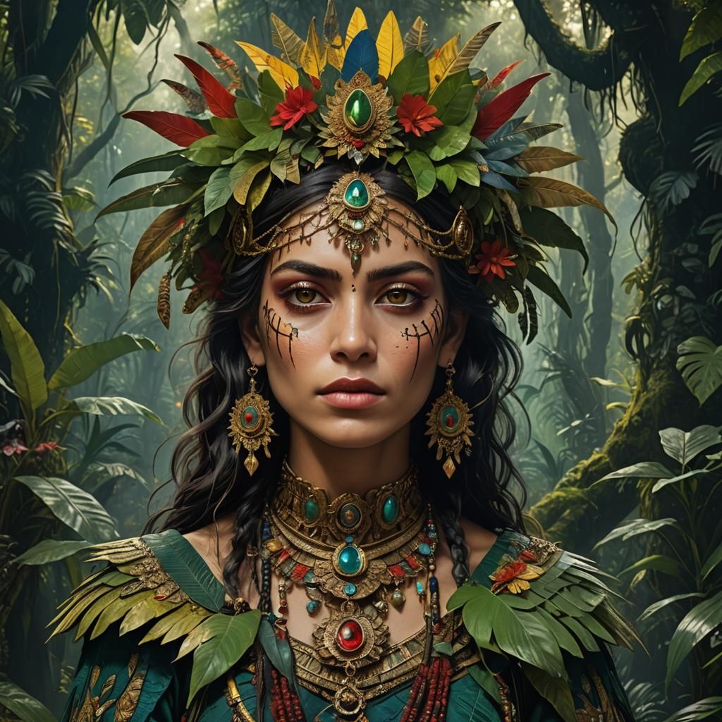 Mystical Queen in Jungle, Symbolist Style