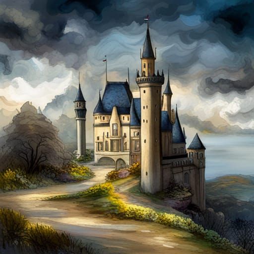 Fairytale Castle in Arthur Rackham Style