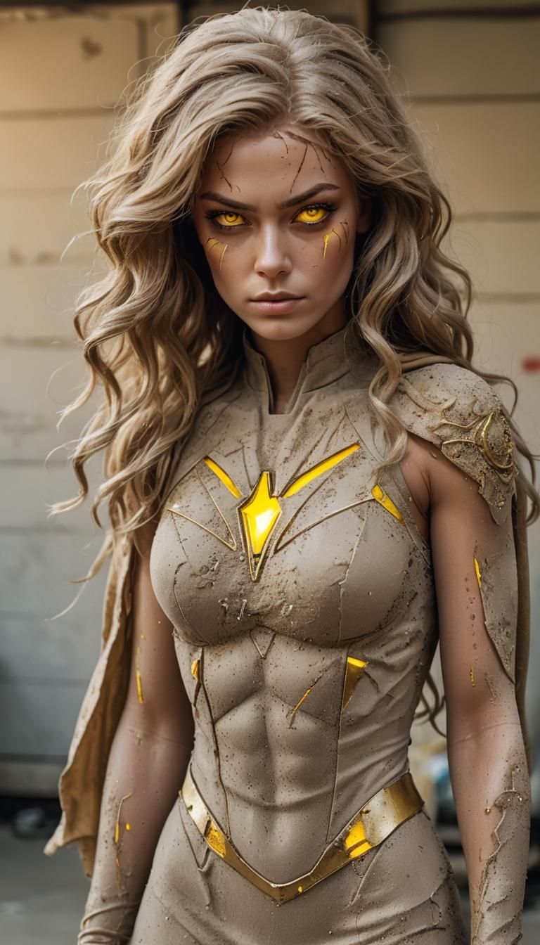 Superhero Sand Woman with Glowing Eyes