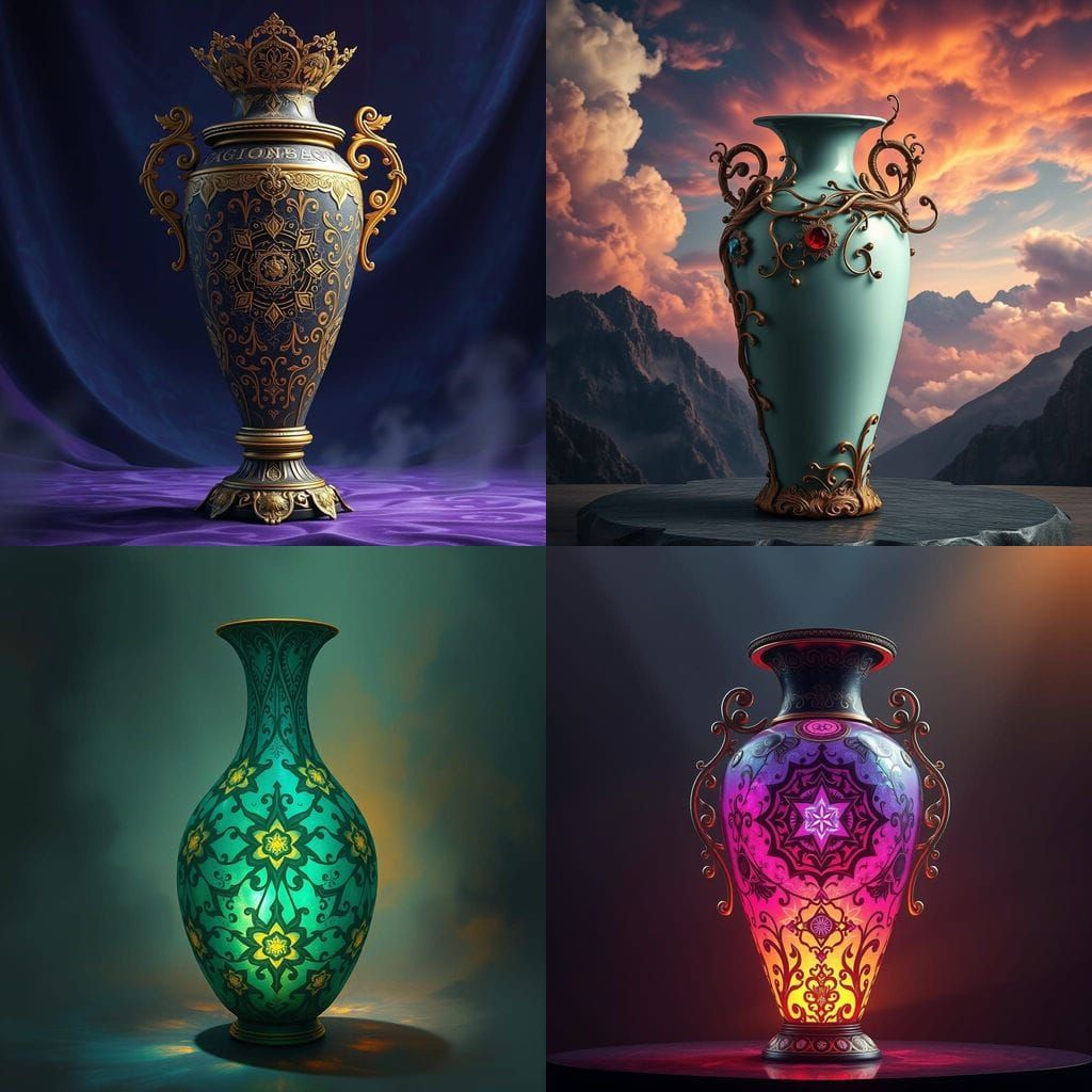 Surreal Decorative Vase in Vibrant Fantasy Art