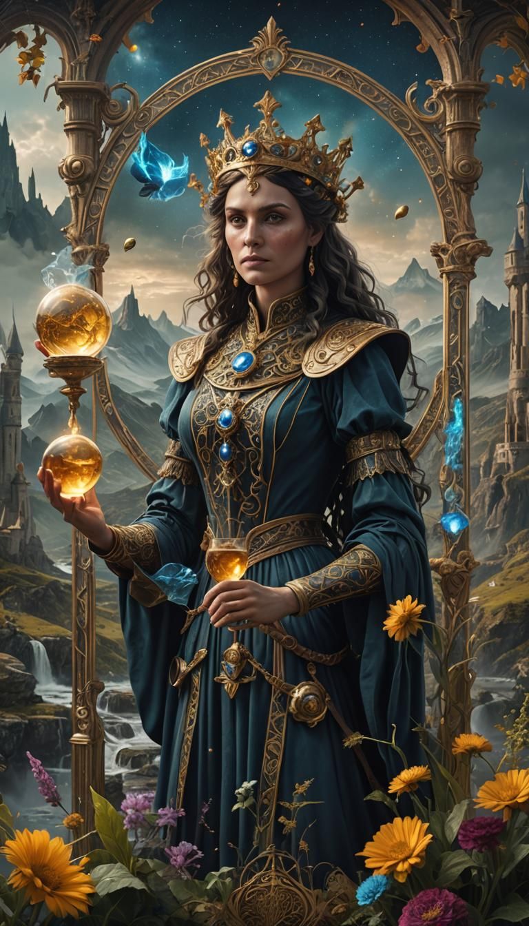Temperance Tarot Card in Surreal Fantasy Style