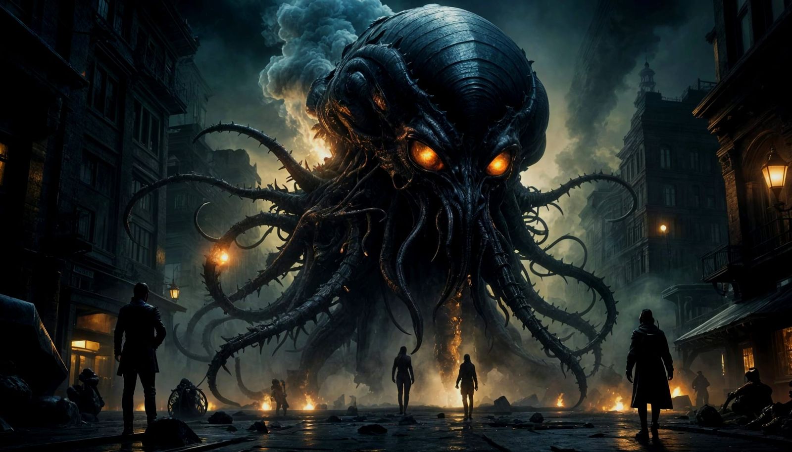 Lovecraftian Alien Invasion in Dark Fantasy Style