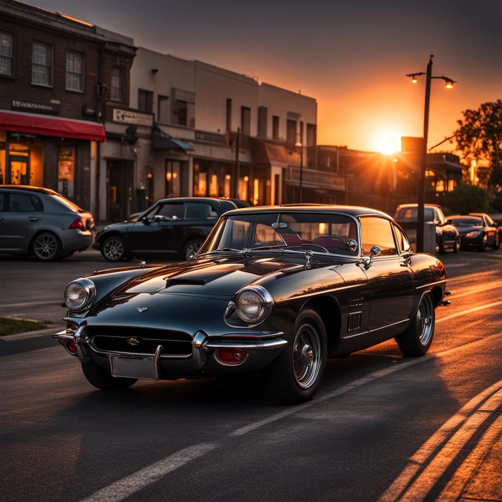 Hyperrealistic Sunset Car in Cinematic HDR