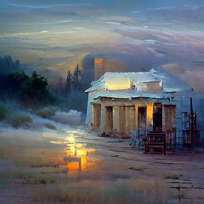 Greek Temple at Dawn: An Oil Painting