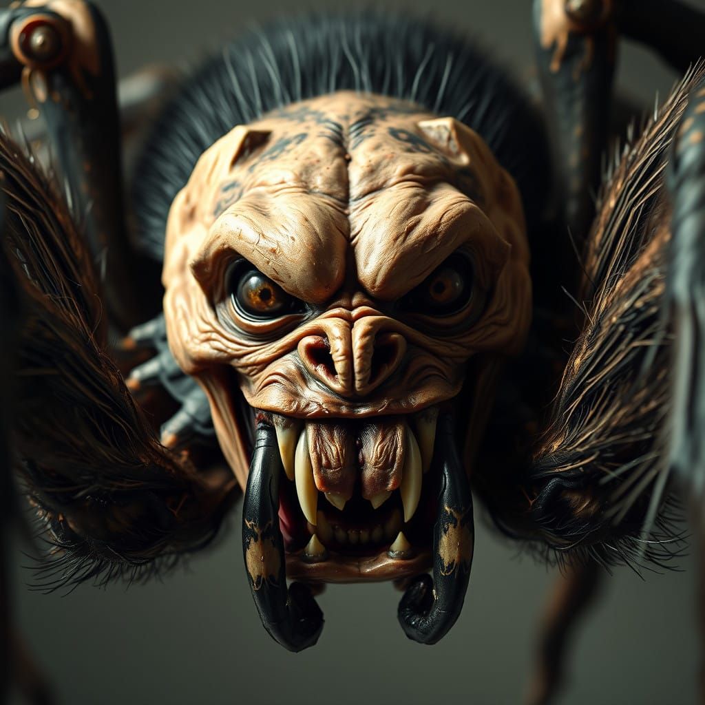 Terrifying Tarantula Hybrid in Closeup Horror Photography