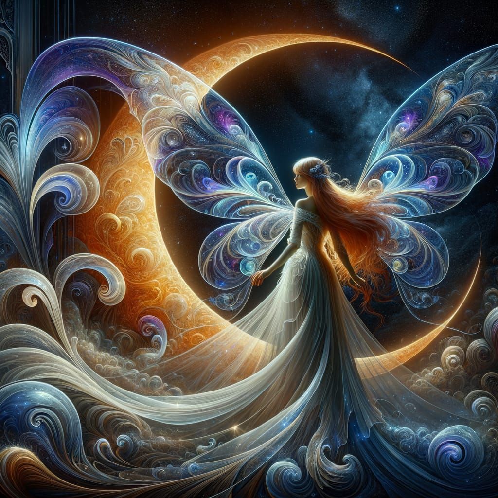 Middle Eastern Faerie on Crescent Moon