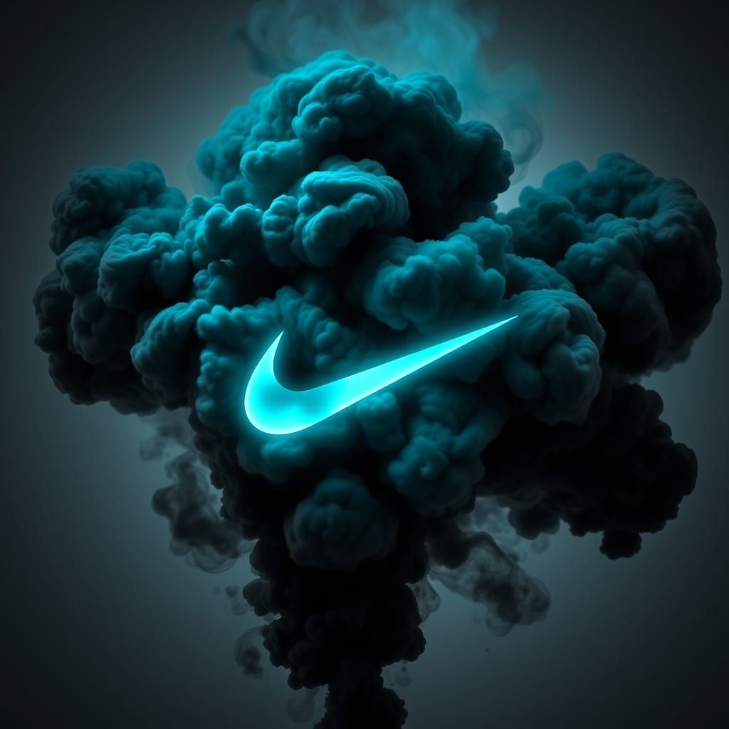 Explosive Turquoise Light Burst with Nike Swoosh