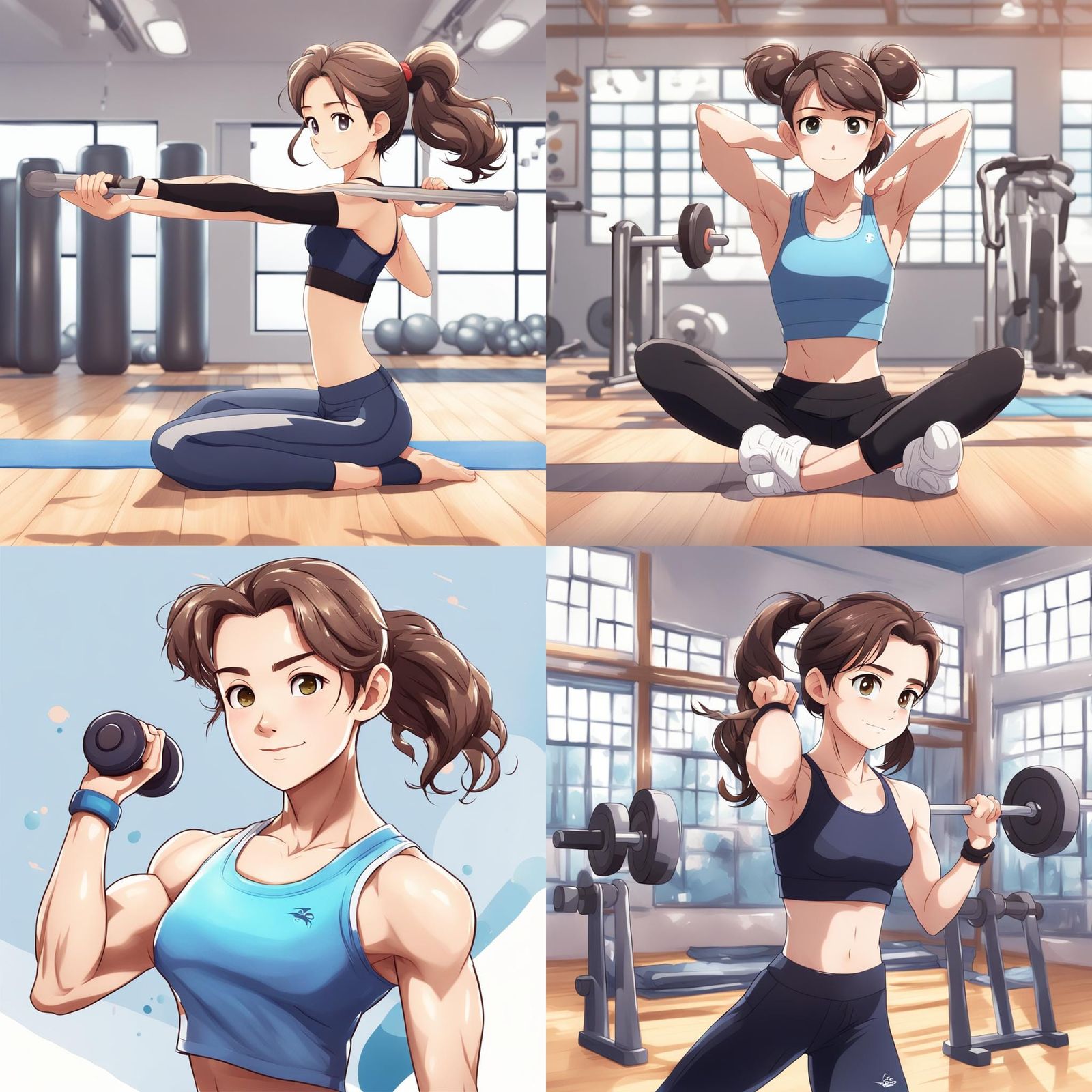 Pilates Girl in Disney Anime Style