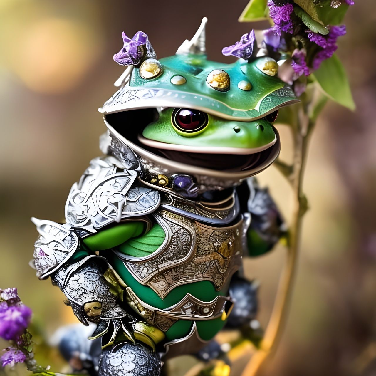 Chibi Frog Knight in Ornate Armor