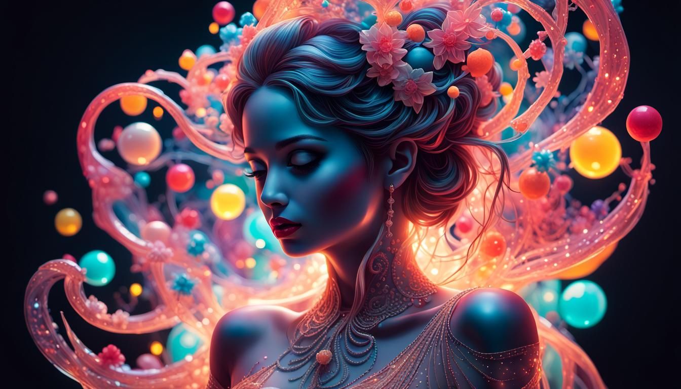 Translucent Opera Singer in Candy Art Style