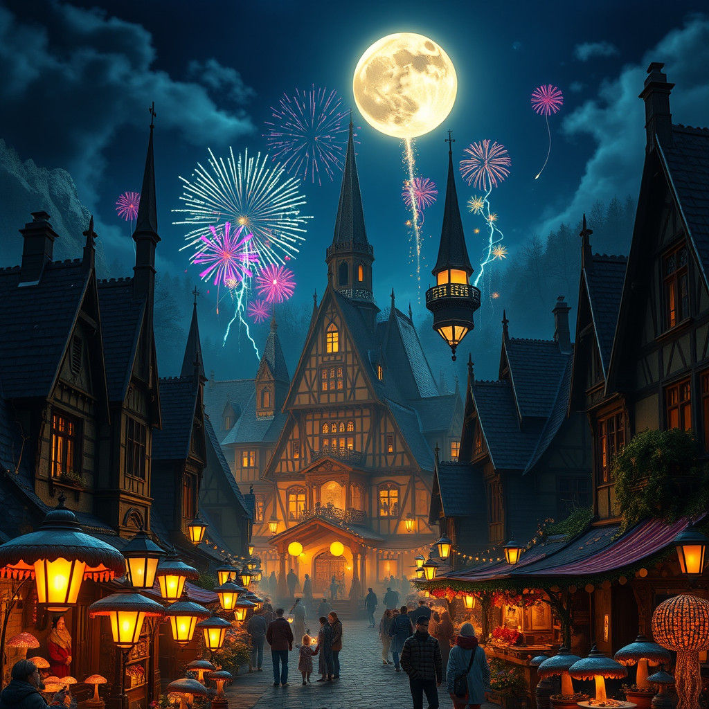 Magical Strassenfest in Moonlit Gothic Town