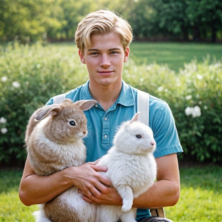 1950s College Student with Rabbit