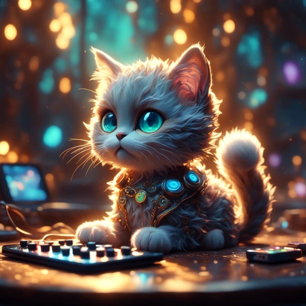 A cute cat playing video games