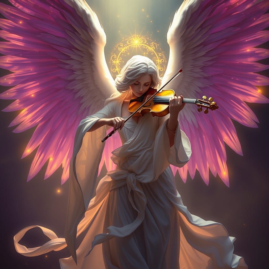 Angel of Light, Golden Violinist in Ethereal Splendor