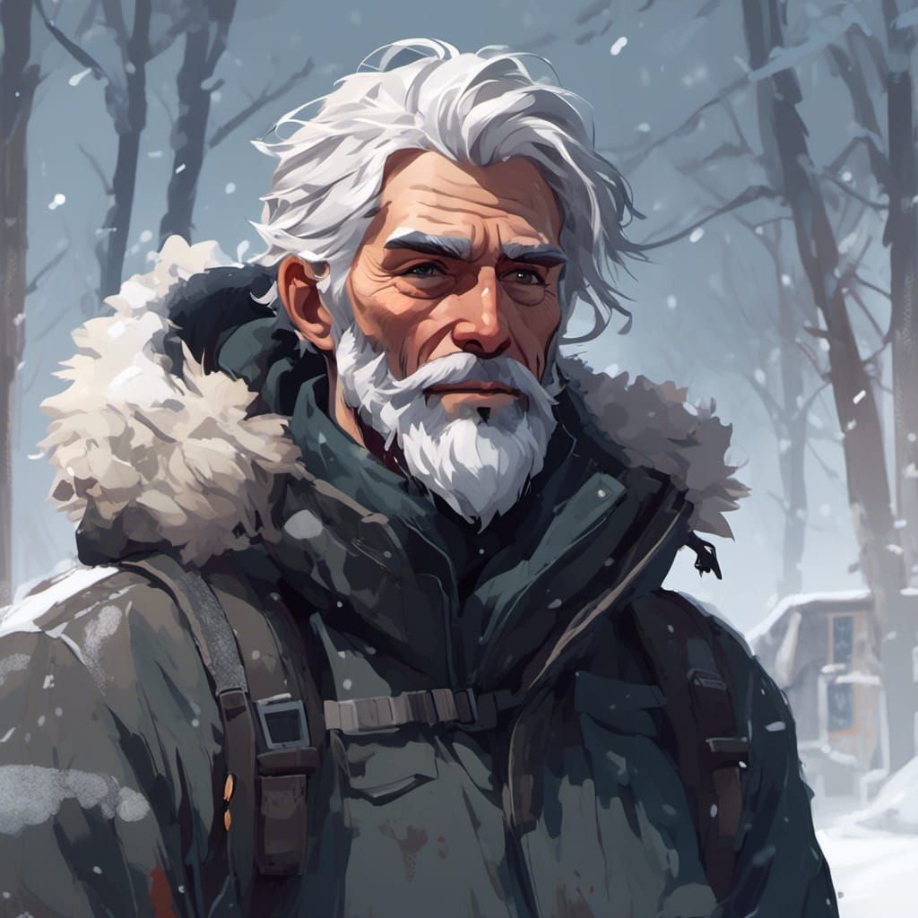 Explorer in Snowstorm: Hyperdetailed Digital Portrait