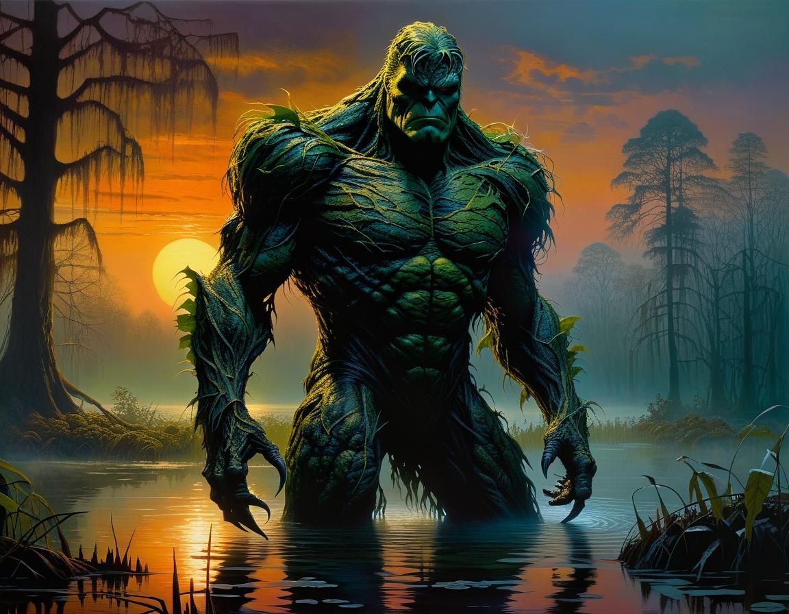 Swamp Thing Monster in Diamond Painting Style