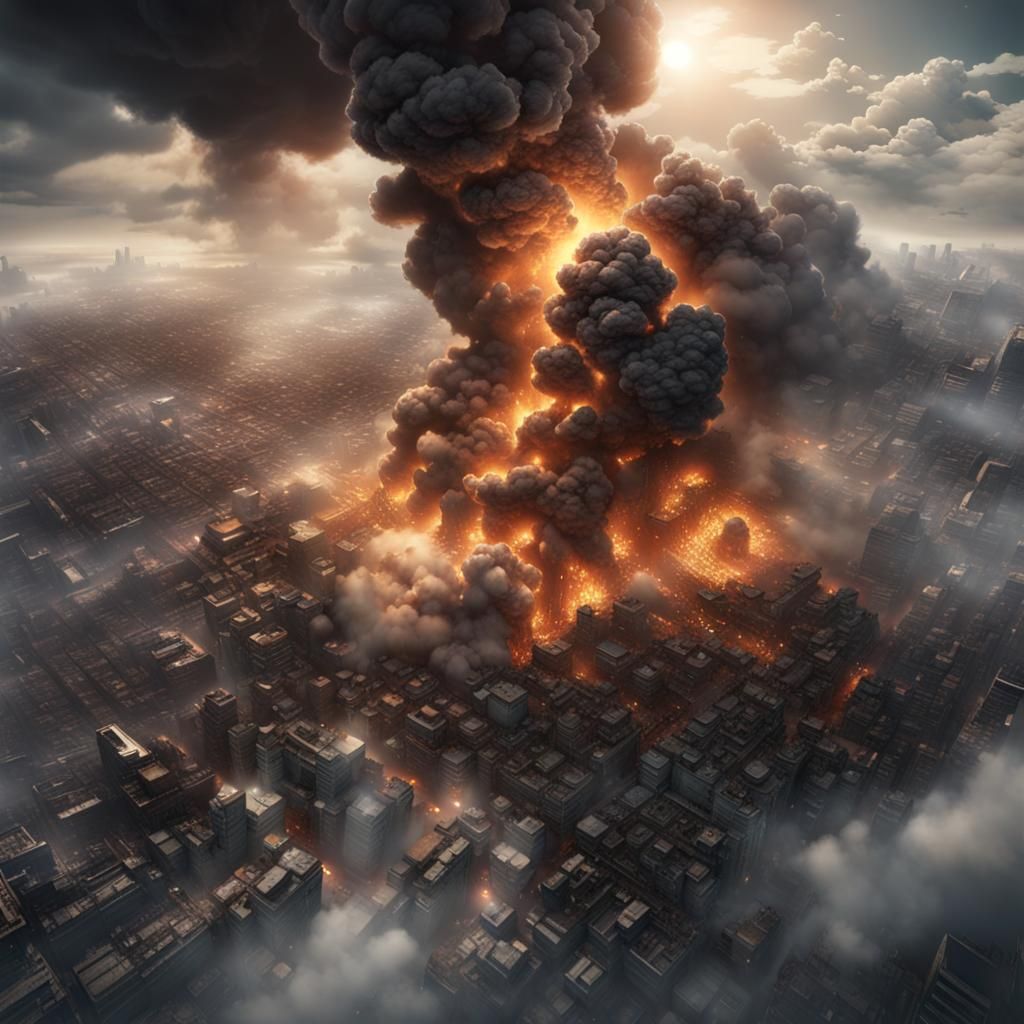 Devastated Japanese City Aftermath: Dark Fantasy Concept Art